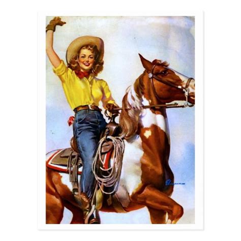 Cowgirl Rider Pin Up Postcard Zazzle