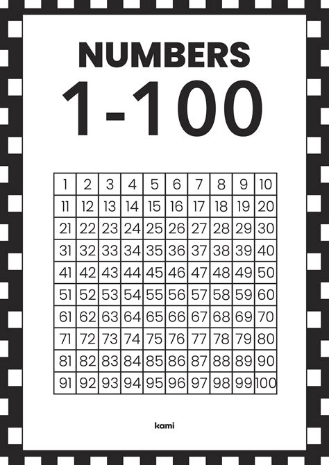 Printable Number Chart 1 100 Number Chart Printable 41 Off