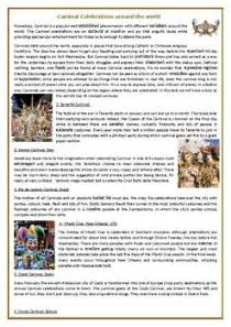 carnival celebrations   world reading comprehension worksheet