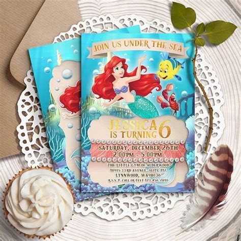 Little Mermaid Invitation Disney Ariel Invite Little Mermaid Birthday
