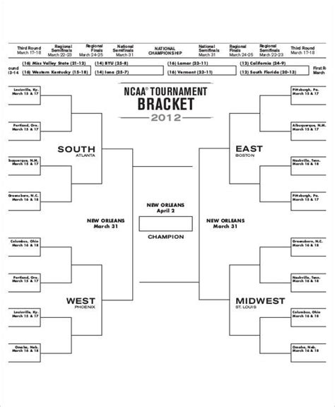 College Basketball Bracket 7 Free Pdf Documents Download