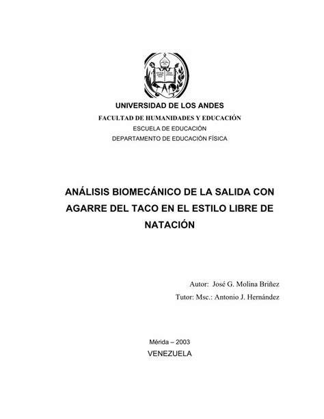 Pdf An Lisis Biomec Nico De La Salida Con Agarre Del Bdigital Ula Ve