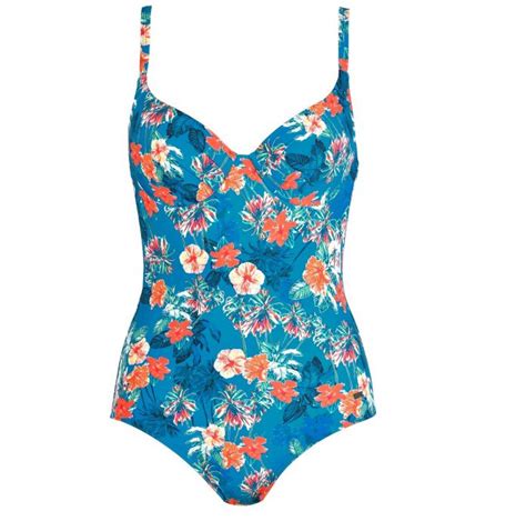 Swimsuit Blue Floral Naturana 73344 Cherche La Femme