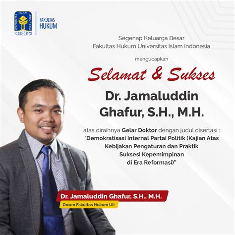 Ucapan Selamat Kepada Dr Jamaluddin Ghafur S H M H Fakultas Free Hot