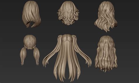 Hair Collection 5 Set Of Different Hairs 3d Model Cgtrader