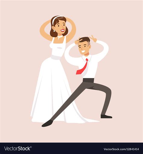 Newlyweds Doing Pulp Fiction Dance At The Wedding Vector Image