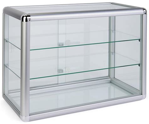 Tempered Glass Countertop Showcase Lockable Sliding Doors