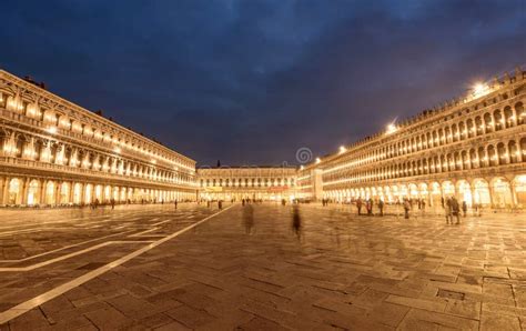 Piazza San Marco San Marco Square At Night In Venice Italy Editorial