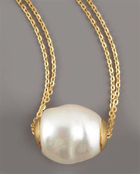 Majorica Gold Pearl Pendant Necklace In Gold Pearl Lyst