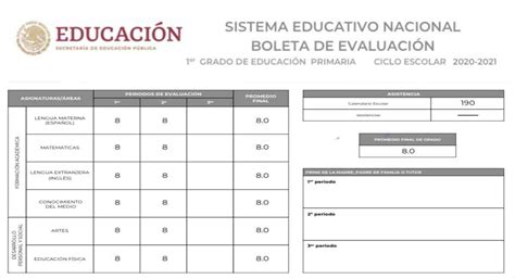 Formato De Boleta De Calificaciones Primaria 2022 Editable Free