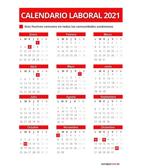 Estos Son Los 11 Festivos Nacionales Y Puentes Del Calendario Laboral De 2021 Nius