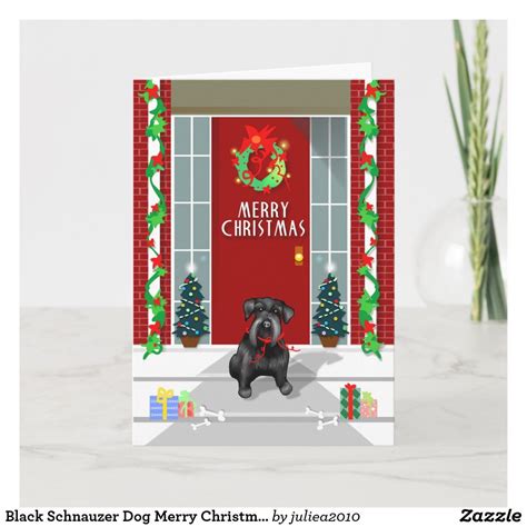 Black Schnauzer Dog Merry Christmas Holiday Card Pet