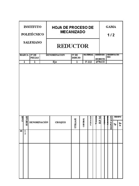 Hojaprocesos De Mecanizado Perforar Engranaje