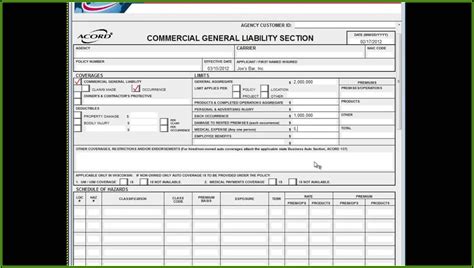 Acord 125 Fillable Form Printable Forms Free Online