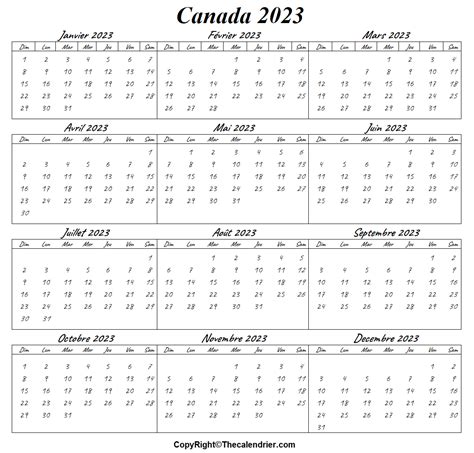 Calendrier 2023 Canada Pdf The Calendrier