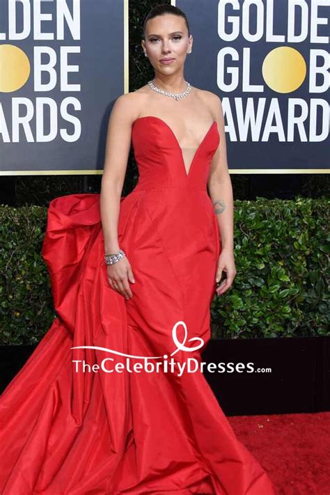 Scarlett Johansson Red Strapless Ball Gown 2020 Golden Globes