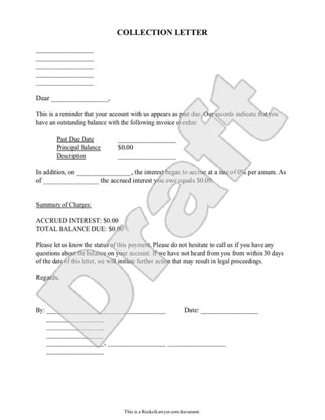 Legal Debt Collection Letter Template