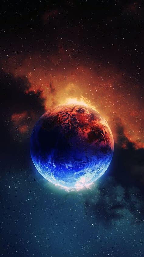 Red And Blue Galaxy Planets Hd Phone Wallpaper Pxfuel