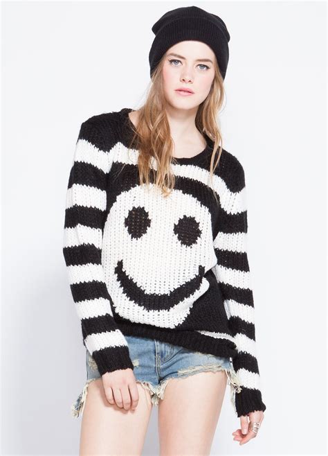 What Can We Say This Sweater Makes Us Happy Black And White Knit