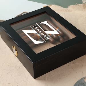 Engraved Glass Top Cigar Humidor Box Personalized Cigar Box Engraved Cigar Box With Hygrometer