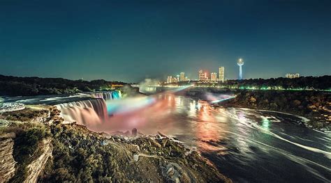 Hd Wallpaper Niagara Falls With Lights And Overlooking View Of