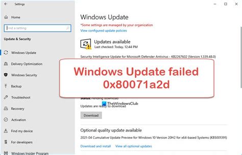 Windows Update Failed With Error Code 0x80071a2d