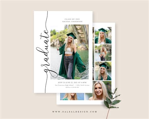 Graduation Announcement Card Canva Photoshop Template Etsy