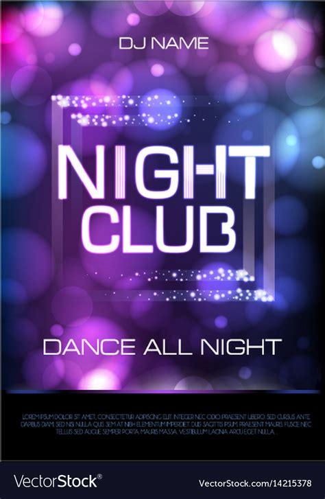 Neon Sign Night Club Disco Party Poster Royalty Free Vector