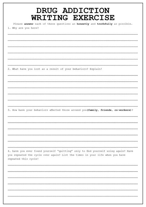 Worksheets For Addiction Recovery