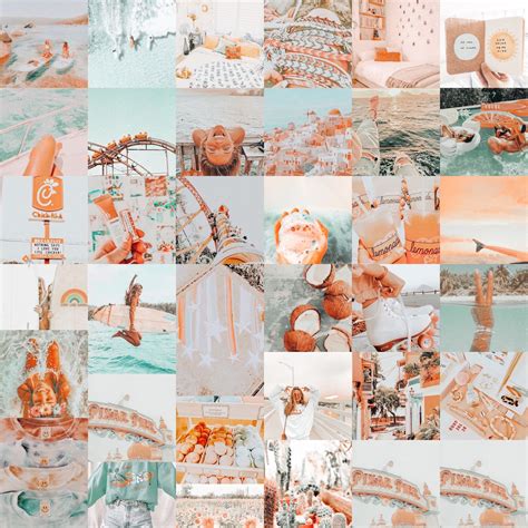 80 Orange And Teal Vsco Aesthetic Photo Collage Kit Download Etsy