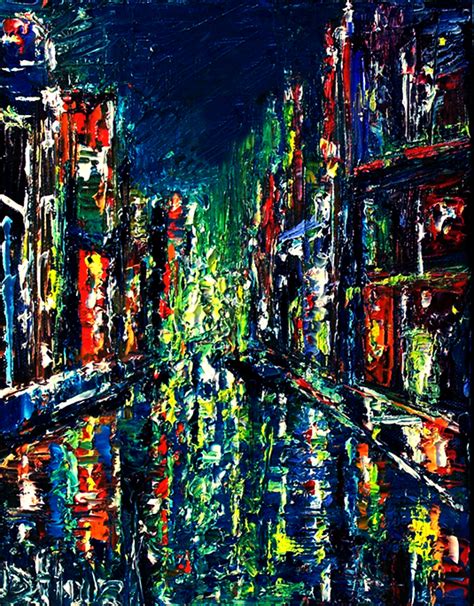 Debra Hurd Original Paintings And Jazz Art Abstract Cityscape Night