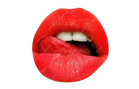 Premium Photo Mouth Icon Sexy Female Lips With Red Lipstick Isolated