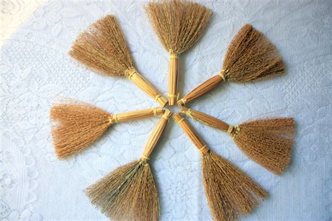 Small Straw Brooms Set Of 4 For Crafts Dollhouses Halloween Mini