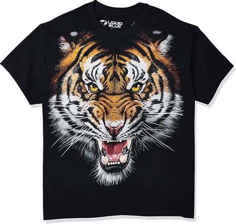 Liquid Blue Mens Tiger Face T Shirt