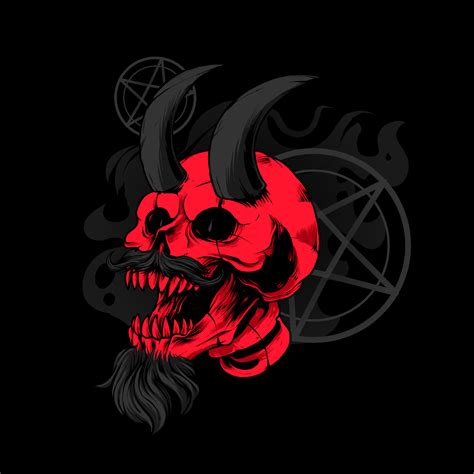 Satan Skull With Horn Illustration 3488185 Vector Art At Vecteezy