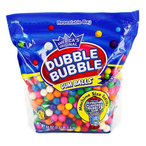 Dubble Bubble Assorted Colors 12 Inch Gumballs 53 Ounce Bag Candy