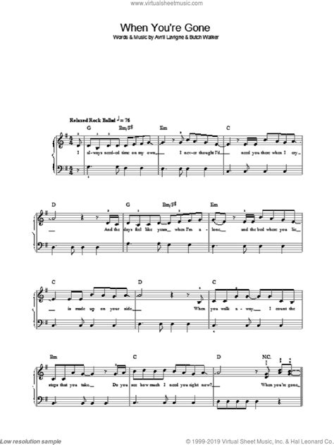 When Youre Gone Sheet Music Easy For Piano Solo Pdf