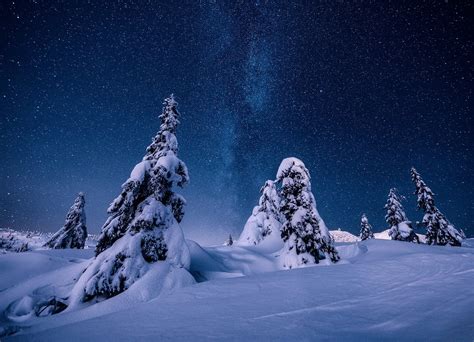 Download Starry Sky Norway Star Nature Night Snow Winter Hd Wallpaper