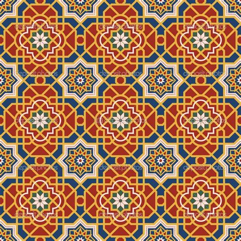 Arabesque Symbols Retro Pattern Geometric Geometric Tile Print