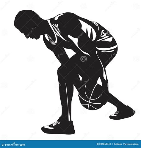 Professional Basketball Player Silhouette With Ball Vector