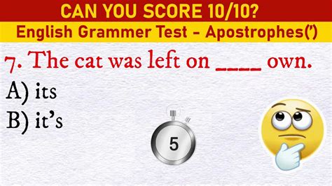 CAN YOU SCORE English Grammar Test Apostrophes YouTube