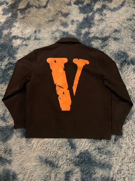 Vlone Vlone Jail Jacket Work Zip Up Orange V 555555 Logo Collared Grailed