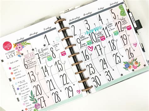 Monthly Layout Planner Monthly Layout Mambi Happy Planner Cute