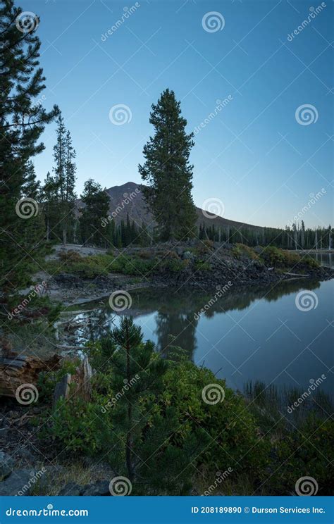 Mt Bachelor And Sparks Lake In Central Oregon At Dawn Vertical Photo Stock Photo Image Of