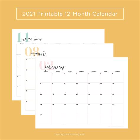 Free Printable 2021 Pink Floral Monthly Calendars