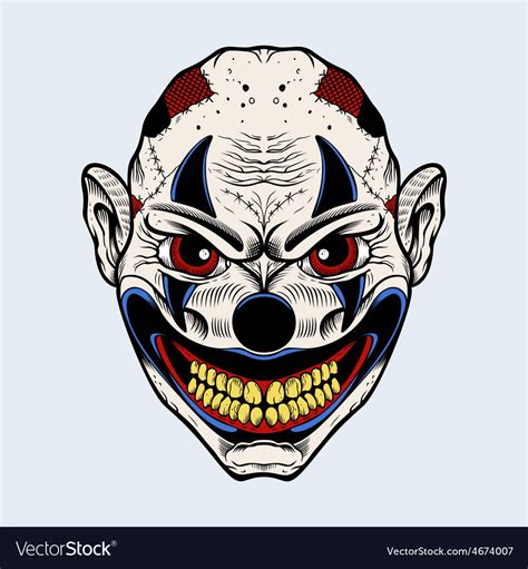 Evil Clown With Red Eyes Royalty Free Vector Image