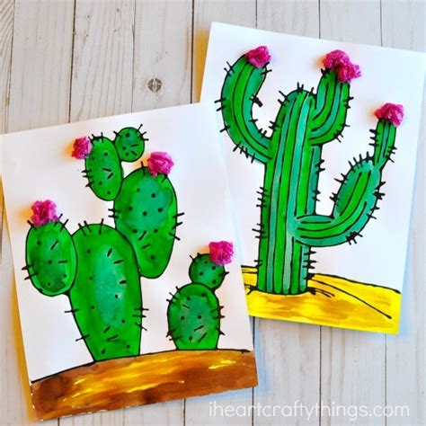 Beautiful Black Glue Cactus Craft Summer Art Projects Kids Crafts