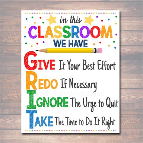 Growth Mindset Classroom Poster Tidylady Printables