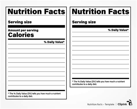 Information about the size of the serving, nutrient information like calories, fats, proteins, sugar, fiber, cholesterol, etc. Blank Nutrition Facts Label Template Word Doc : Nutrition ...
