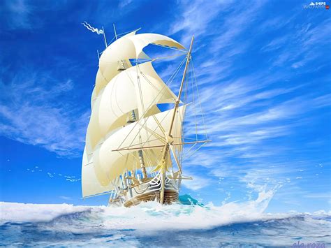 Waves Sailing Vessel Sea Ships Wallpapers 1600x1200